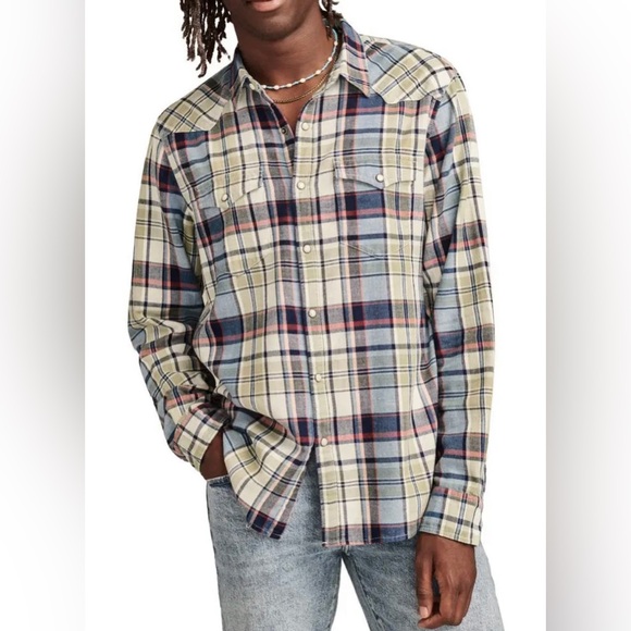 Lucky Brand Other - Lucky Brand Plaid Cotton Western Snap Up Shirt